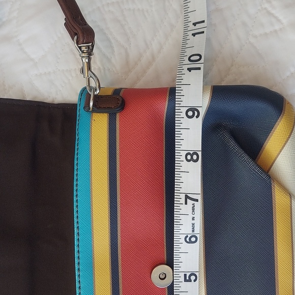 Chaps Crossbody Purse or Wristlet Bright Colored Striped, Distressed - Picture 6 of 10